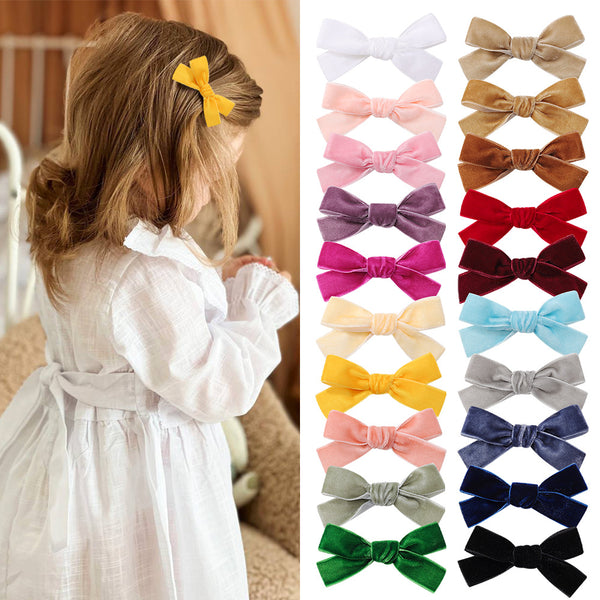 20 Colors Kids Girls Velvet Barrettes Hair Clip 20pcs/lot YL3698