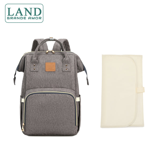 Modelo LAND CLASSIC 2.0 Bolsa Mochila Maternity saco de fraldas + Trocador (Cinza escuro)
