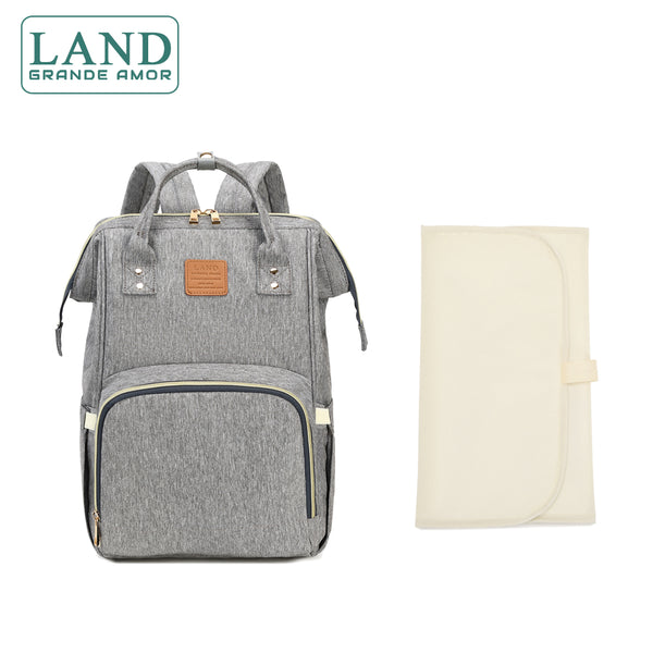 Modelo LAND CLASSIC 2.0 Bolsa Mochila Maternity saco de fraldas + Trocador (Cinza claro)