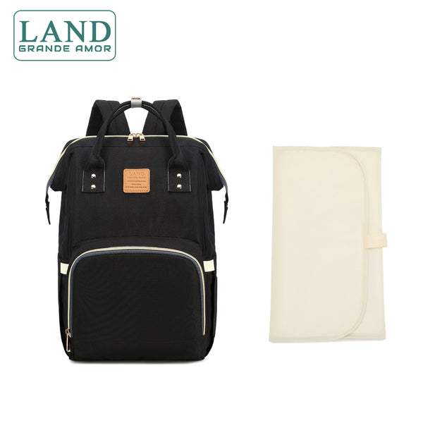 Modelo LAND CLASSIC 2.0 Bolsa Mochila Maternity saco de fraldas + Trocador (Preto)