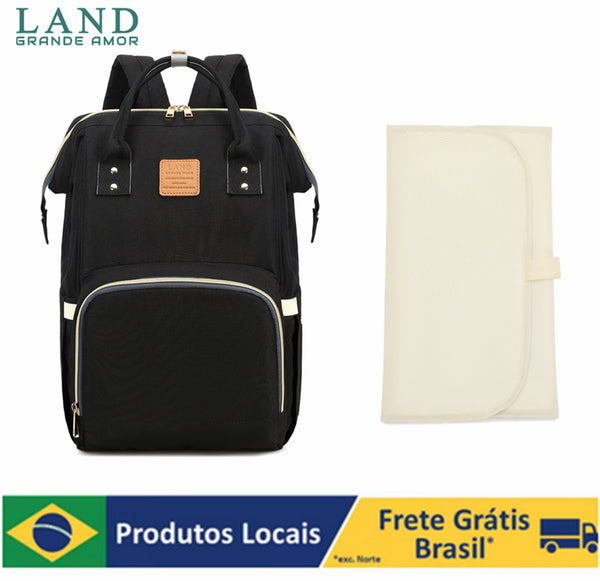 LAND GRANDE AMOR Bolsa Mochila Maternity saco de fraldas + Trocador (Preto)
