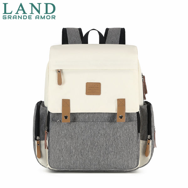 Modelo LAND LUXURY 2.0 Bolsa Mochila Maternity saco de fraldas + Trocador (Bege cinza)