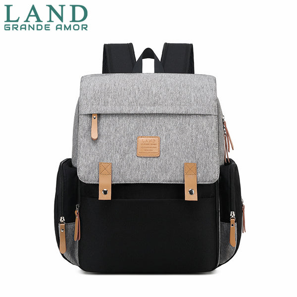 Modelo LAND LUXURY 2.0 Bolsa Mochila Maternity saco de fraldas + Trocador (Preto cinza)