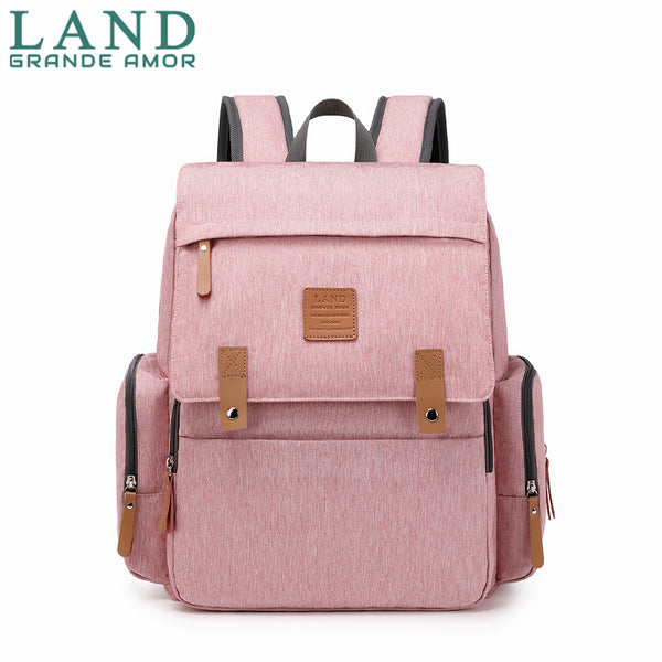 Modelo LAND LUXURY 2.0 Bolsa Mochila Maternity saco de fraldas + Trocador (Rosa)
