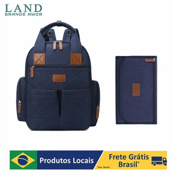 LAND GRANDE AMOR Mochila Maternity saco de fraldas + Trocador (Azul)