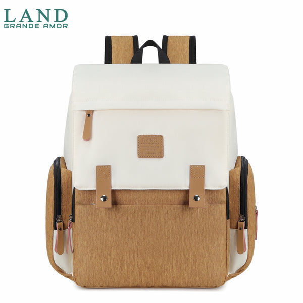 Modelo LAND LUXURY 2.0 Bolsa Mochila Maternity saco de fraldas + Trocador (Bege marrom)