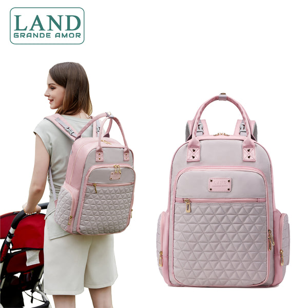 Modelo LAND WISH Bolsa Mochila Maternity saco de fraldas (Rosa)