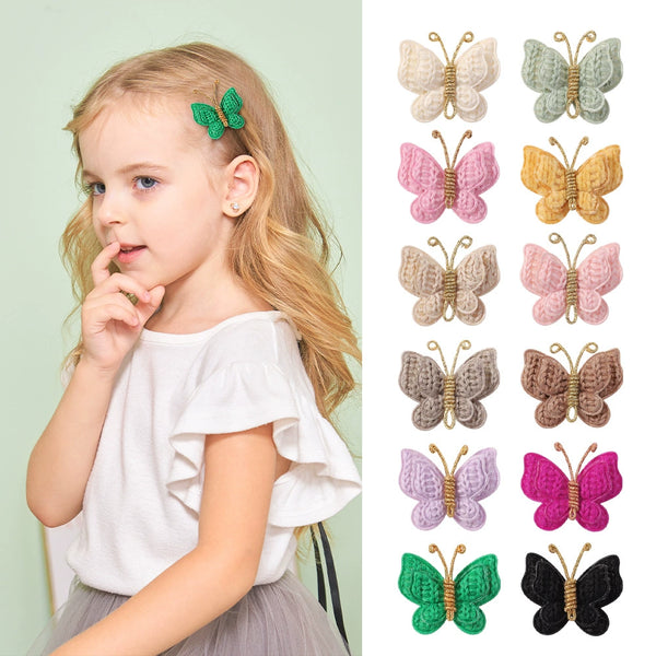 12 Colors Baby Girls Barrettes Butterfly Hair Clip Boutique 50pcs/lot YL3841