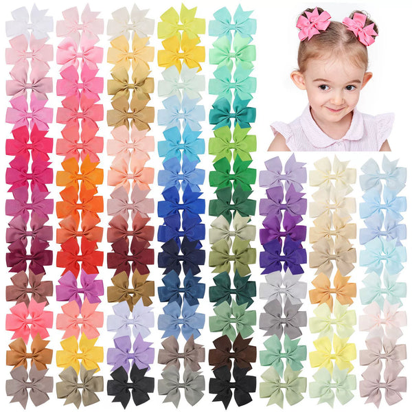 Baby Girls Bow Hairpins 3inch Boutique Bow Barrette Clips 88colors 100pcs/lot YL564